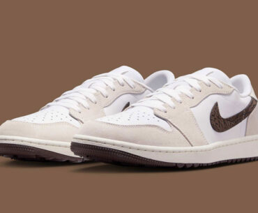 "Light Orewood Brown" And Elephant Print Grace The Air Jordan 1 Low Golf