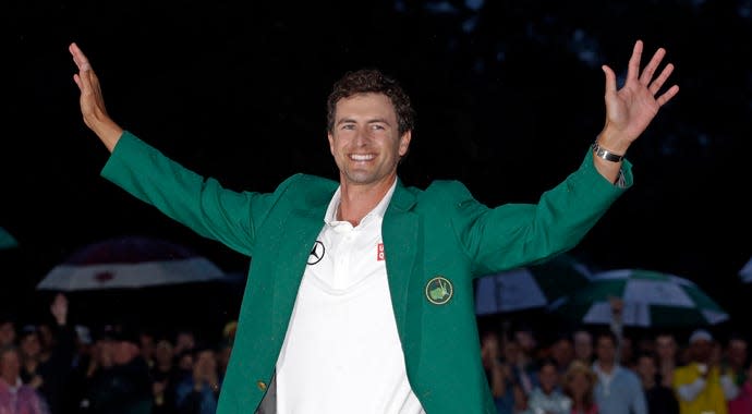 Adam Scott dons the green jacket after his 2013 Masters win. (USA TODAY Sports)