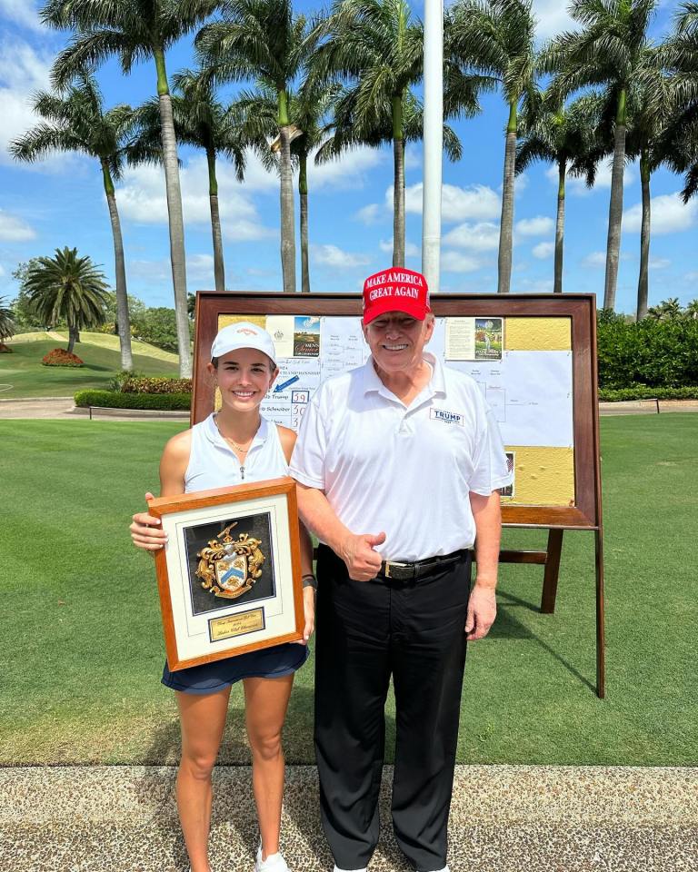Earlier this year, Kai posted that she had won the ladies club championship at Trump's golf course in Palm Beach, Florida