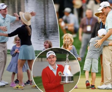 Russell Henley embraces wife Teil, kids after $4M Arnold Palmer win