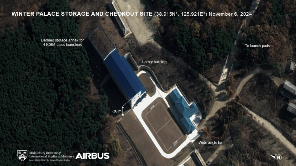 Satellite image of a North Korean missile base disguised as a golf course.