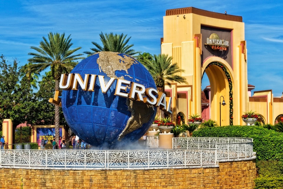 Universal Studios Florida globe at the entrance.