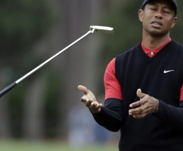 Tiger Woods says he ruptured his Achilles tendon, an injury that will keep him out of the Masters