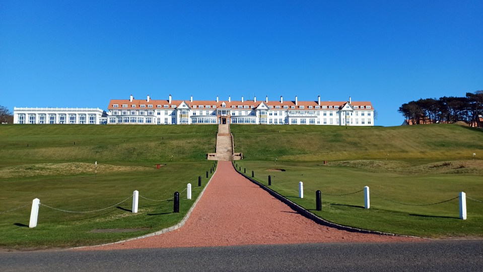 Trump Turnberry hotel on a golf course.