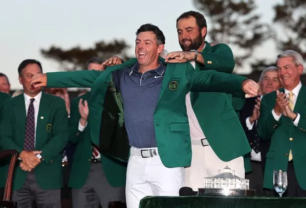 Rory McIlroy is awarded the Green Jacket