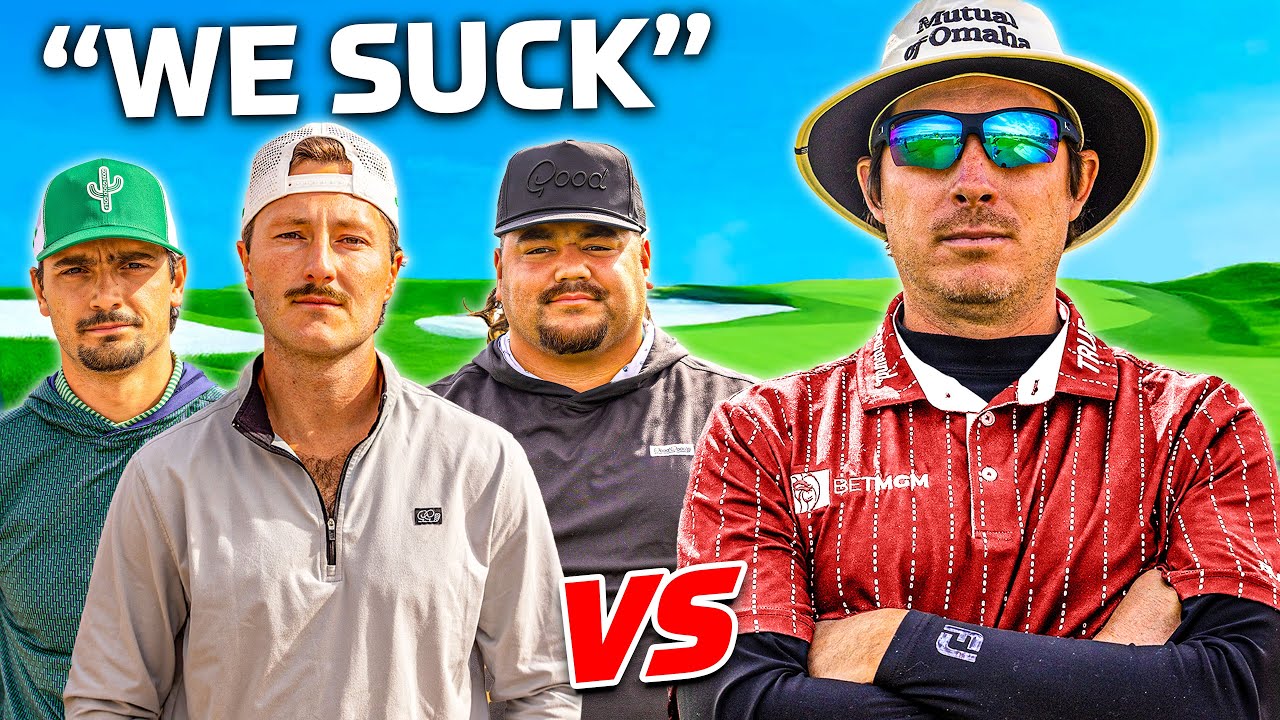 The Worst Golfers in Good Good challenged a PGA Tour Pro to a match.. The Worst Golfers in Good Good challenged a PGA Tour Pro to a match..