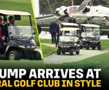 BREAKING: Trump makes grand entrance to Doral Golf Club in Golf Cart for LIV Event