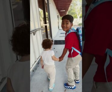 Sister gets sad when brother goes to school #shorts