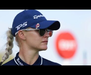 Charley Hull braves the cold for a practice round and range session on a prestigious English course