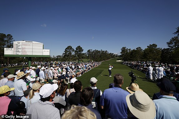 AUGUSTA, GEORGIA - APRIL 11: Justin Rose of England plays his shot from the eighth tee during the second round of the 2025 Masters Tournament at Augusta National Golf Club on April 11, 2025 in Augusta, Georgia. (Photo by Michael Reaves/Getty Images)
