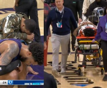 Jaylen Wells stretchered off court after scary fall onto head after dunk vs Hornets 😳