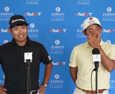 Ryo Hisatsune and Takumi Kanaya Thursday after a good debut at Zurich Classic of New Orleans
