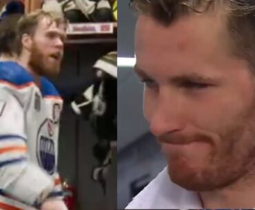 Connor McDavid's locker room outburst interrupts Matthew Tkachuk interview