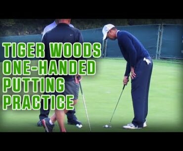 Tiger Woods Putting Practice With One Hand