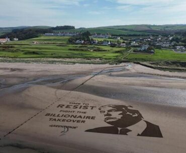Activists unveil large Donald Trump protest art near…