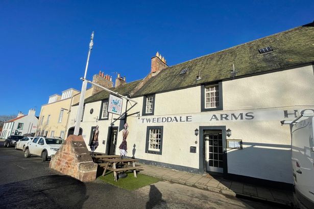 Exterior of The Tweeddale Arms Hotel, a white-washed building in Gifford, East Lothian