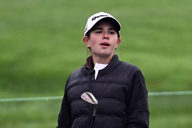 Kai Trump watches her shot on the ninth hole prior to The Genesis Invitational 2025 at Torrey Pines Golf Course on February 12, 2025 in La Jolla, California