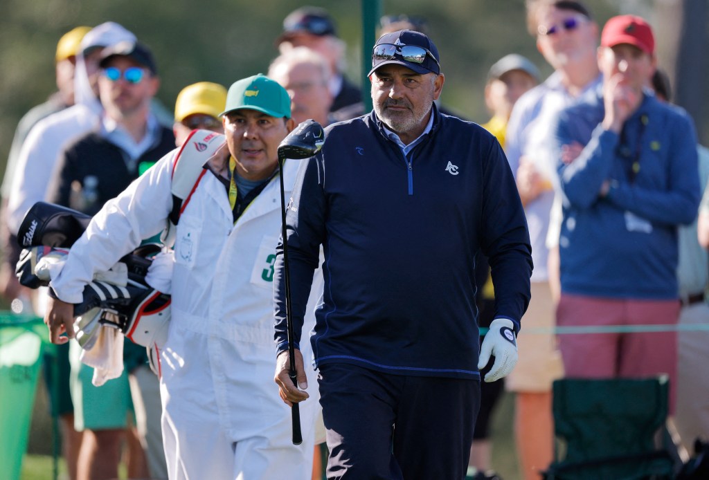 Argentina's Angel Cabrera on the 8th hole during a Masters practice round on April 8, 2025.