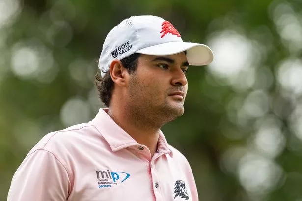 Eugenio Lopez-Chacarra of Spain reacts during the first round of the Hong Kong Open at Hong Kong Golf Club on November 9, 2023 in Hong Kong, China. 