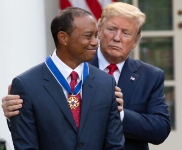 Trump giddy over romance between son Don Jr’s ex and Tiger Woods