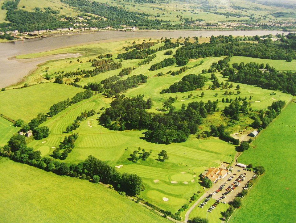 Aerial view of a golf course.
