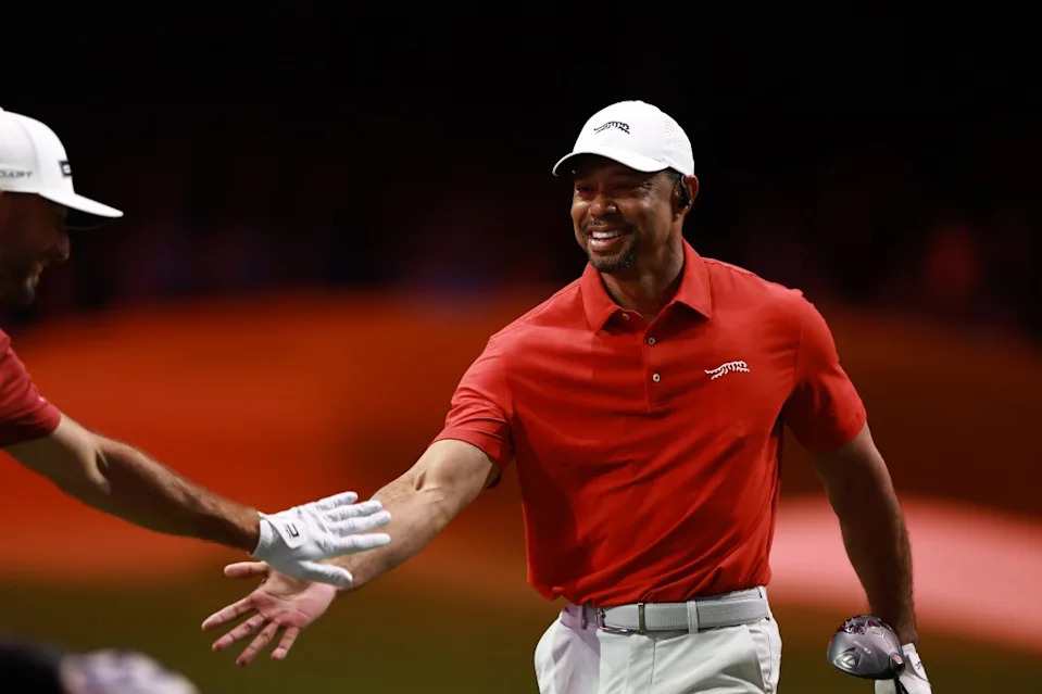 Tiger Woods tore his Achilles and couldn’t compete in the Masters. TGL via Getty Images