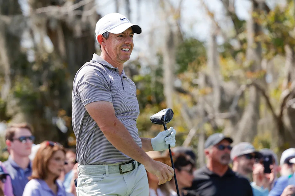 Mar 8, 2025; Orlando, Florida, USA; Rory McIlroy plays his shot from the third tee during the third round of the Arnold Palmer Invitational golf tournament at Bay Hill. Mandatory Credit: Reinhold Matay-Imagn Images