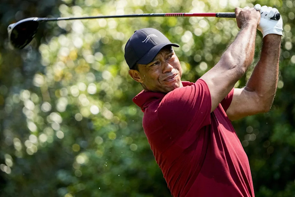 Tiger Woods tees off on No. 11 during the final round of the 2024 Masters Tournament. (Photo: Adam Cairns-USA TODAY Network)