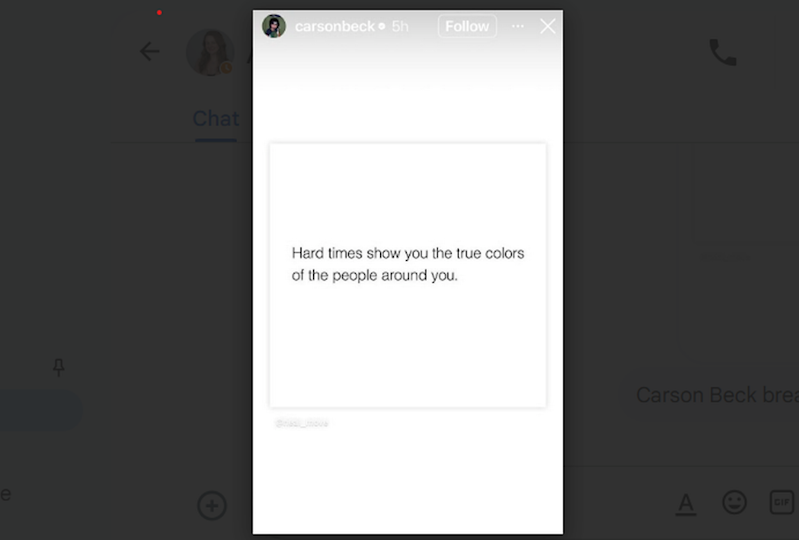 Carson Beck’s Instagram screenshot