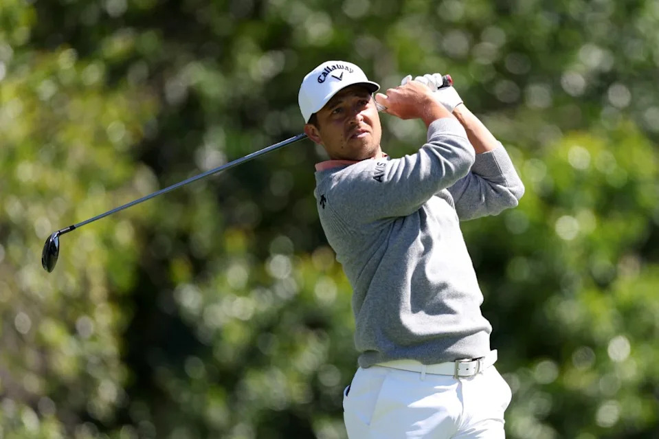 Xander Schauffele of the United States plays his shot from the ninth tee during the second round of the Valspar Championship 2025 at Innisbrook Resort and Golf Club on March 21, 2025 in Palm Harbor, Florida. Getty Images