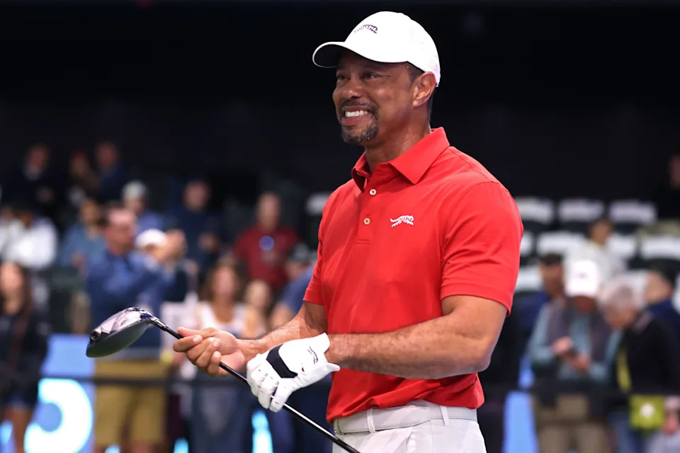 Tiger Woods of Jupiter Links Golf Club warms up before their TGL presented by SoFi match against the Atlanta Drive GC at SoFi Center on March 04, 2025 in Palm Beach Gardens, Florida.<p><a href="https://www.gettyimages.com/detail/2203319350" rel="nofollow noopener" target="_blank" data-ylk="slk:Megan Briggs&sol;TGL&sol;Getty Images;elm:context_link;itc:0;sec:content-canvas" class="link ">Megan Briggs&sol;TGL&sol;Getty Images</a></p>