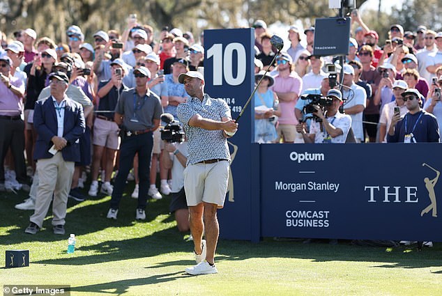 Wesley Bryan tees off in front of thousands of fans at TPC Sawgrass in Florida