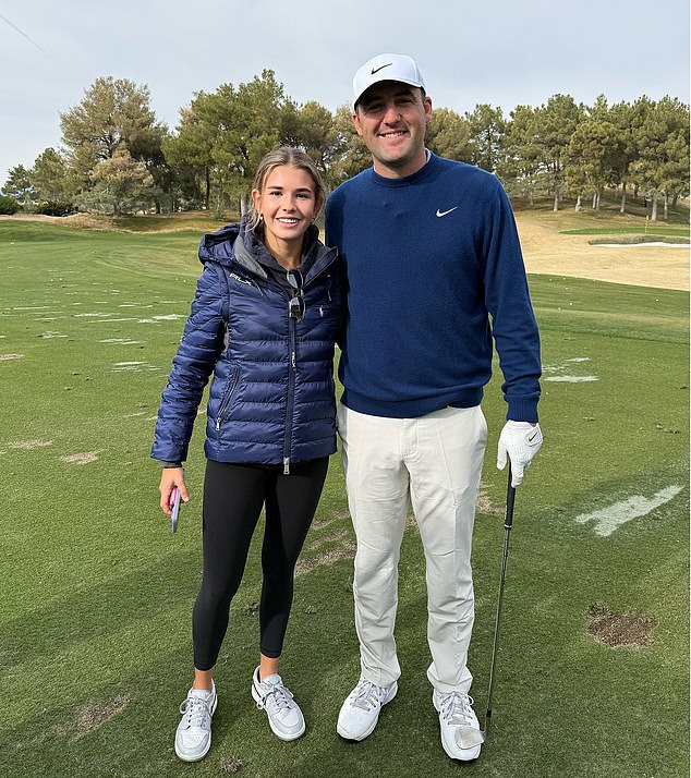 Scottie Scheffler is pictured with Kai Trump, granddaughter of Donald Trump and a YouTuber