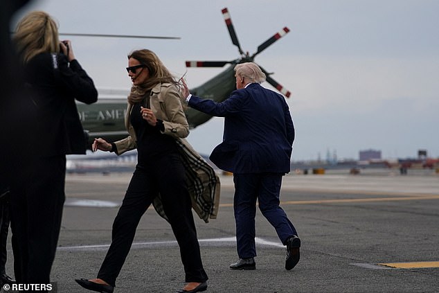 President Donald Trump and first lady Melania Trump part ways at the Newark Airport