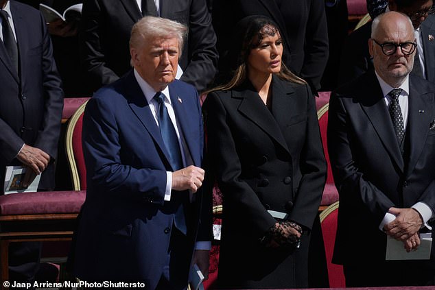The president and first lady at Pope Francis' funeral at the Vatican