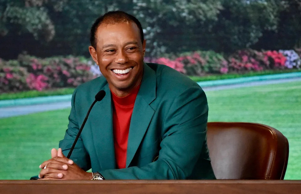 Tiger Woods celebrates winning the 2019 Masters at Augusta National Golf Club.