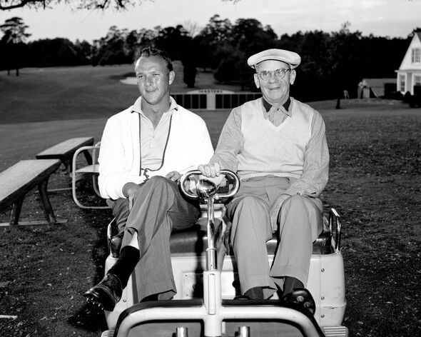 Arnold Palmer with Augusta chair Clifford Roberts