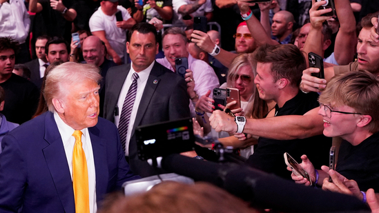 U.S President Donald Trump arrives ahead of UFC 314 at the Kaseya Center, Miami Florida, U.S, April 12, 2025. REUTERS/Nathan Howard(REUTERS)