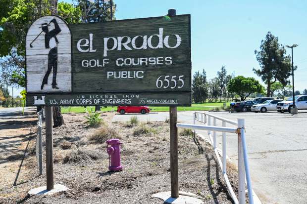 Entrance of El Prado Golf Course is seen on Tuesday,...