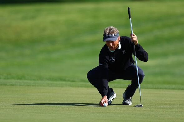 Bernhard Langer of Germany lines up