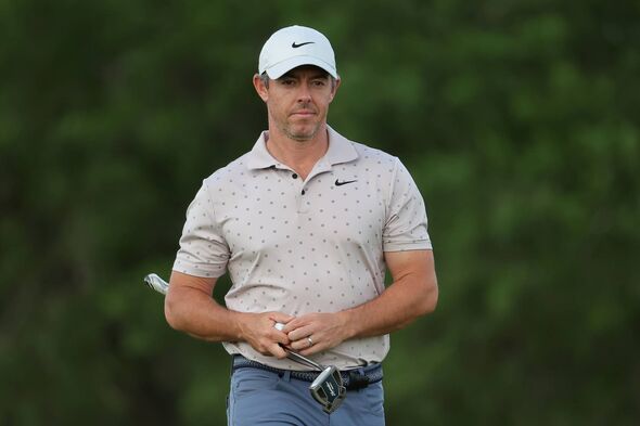 Rory McIlroy reacts to a putt