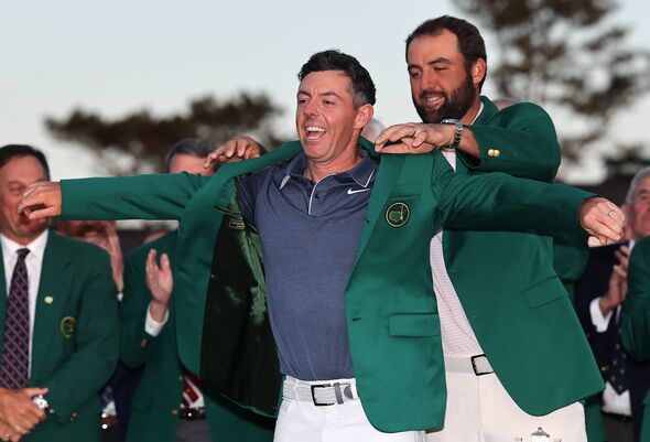 Rory McIlroy is awarded the Green Jacket Rory McIlroy is awarded the Green Jacket