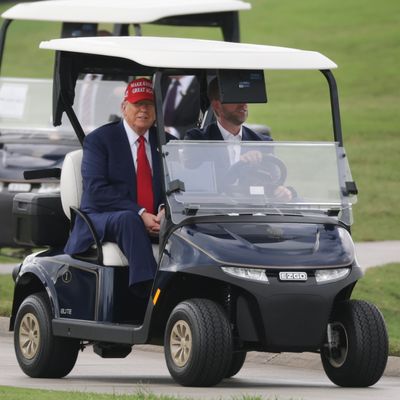 President Trump Arrives At Trump National Golf Course In Doral, Florida