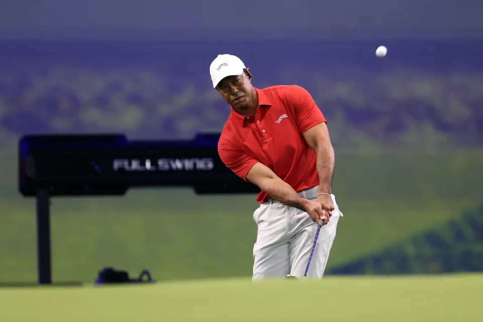 Tiger Woods last played competitively on Jan. 27 when Jupiter Links beat Boston Common Golf during TGL action in Palm Beach Gardens, Florida. (Photo by Megan Briggs/TGL/TGL via Getty Images)