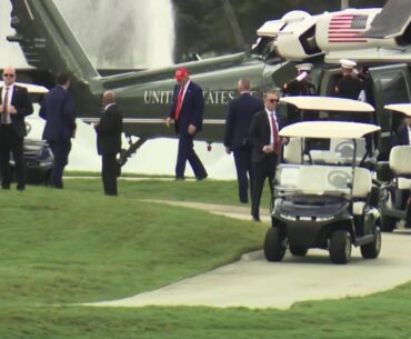 President Trump arrives at Doral for LIV Golf event after helicopter mishap