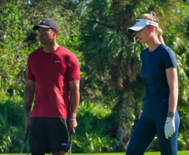 Tiger Woods and Nelly Korda golf lesson