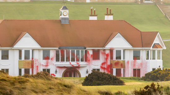 Trump Turnberry was sprayed with red paint on March 8 (PA Media)