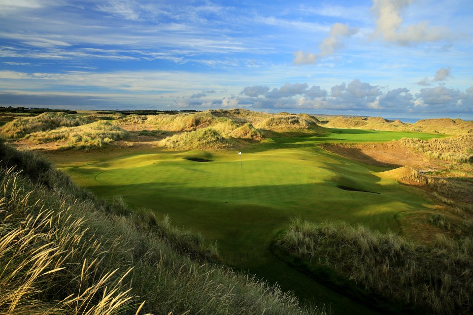 View of the 12th hole green at a golf course.