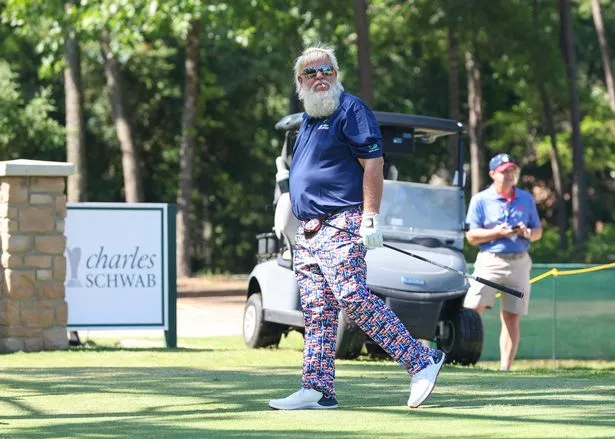 John Daly looks toward the approach shot on 12 during the second round of the PGA Champions Insperity Invitational