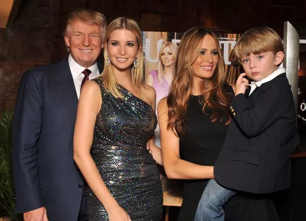Donald Trump, Ivanka Trump, Melania Knauss-Trump and Barron Trump